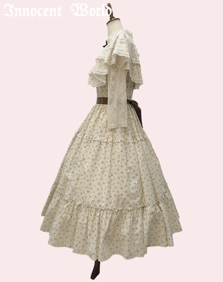 小さなブーケのショール風ワンピース