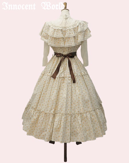 小さなブーケのショール風ワンピース