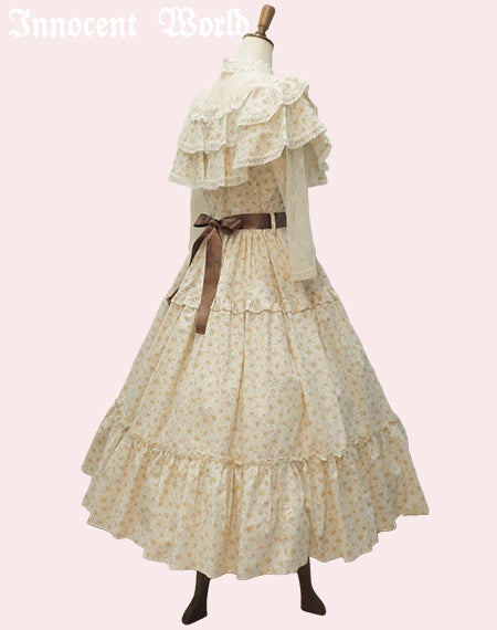 小さなブーケのショール風ワンピース