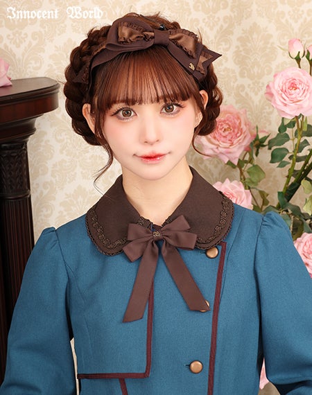 グログランとサテンフリルリボンのカチューシャ