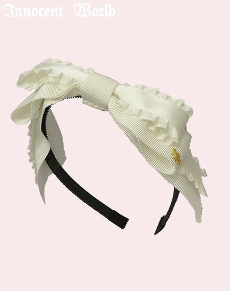 グログランとサテンフリルリボンのカチューシャ