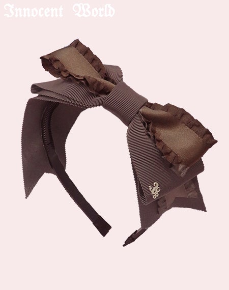 グログランとサテンフリルリボンのカチューシャ