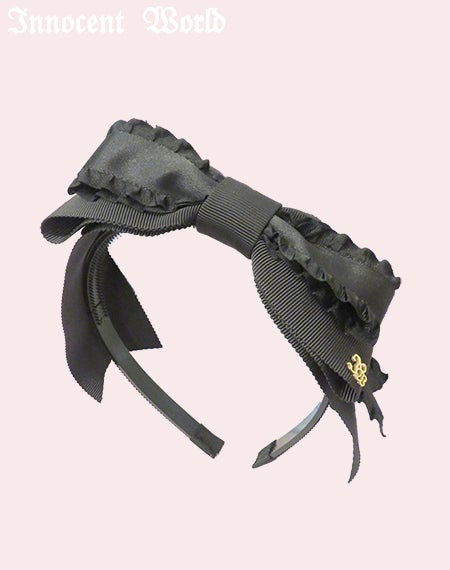 グログランとサテンフリルリボンのカチューシャ