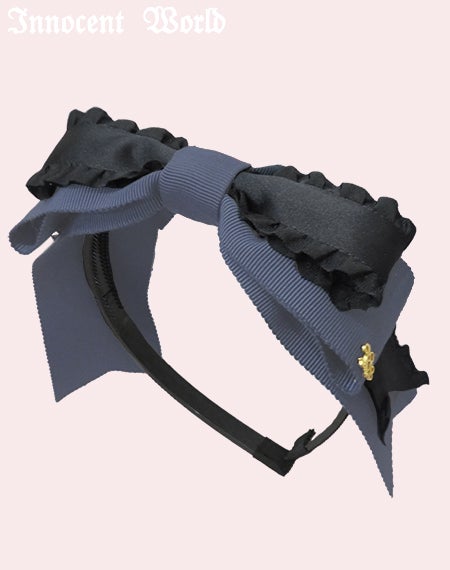 グログランとサテンフリルリボンのカチューシャ