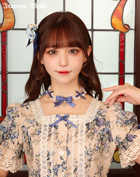 リボンクラウンパールネックレス