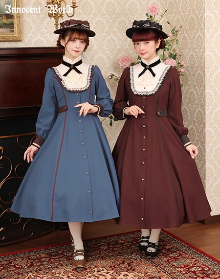 イノセントワールド　フルールヘッドドレス　新色　ショコラ×ピンク フルールバッスルドレス（長袖）(再販・新色)(受注生産)(ご予約