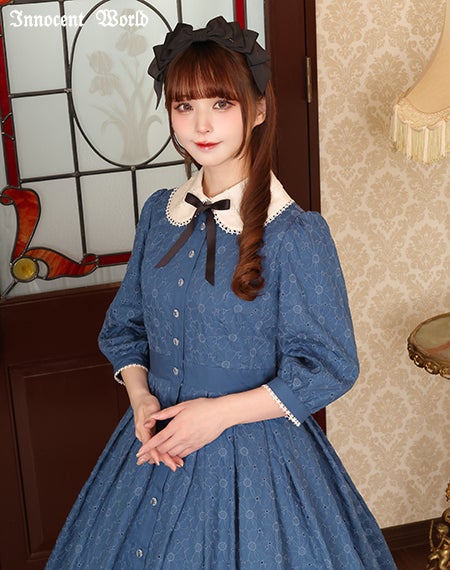 可憐なお花の刺繍ワンピース(WEサイズ)(ご予約)(受注生産) | Innocent