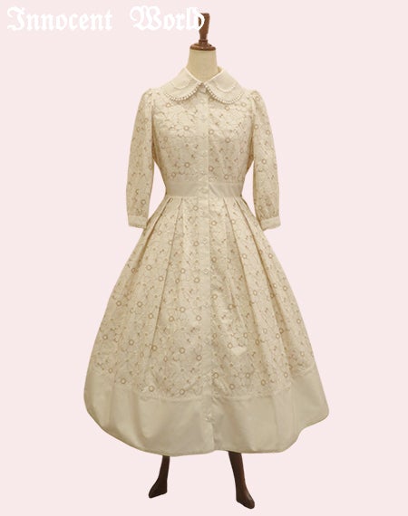 可憐なお花の刺繍ワンピース/付属品お取り外し