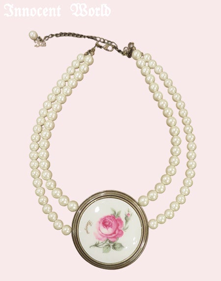 薔薇のリモージュネックレス(麗しく咲く薔薇)
