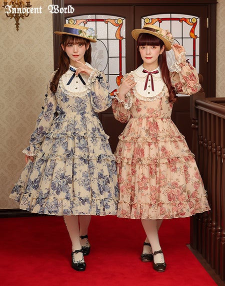ローズシフォン丸衿ドレス