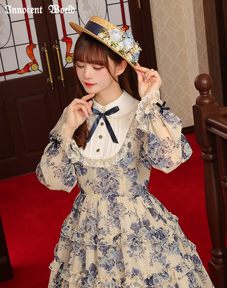ローズシフォン丸衿ドレス