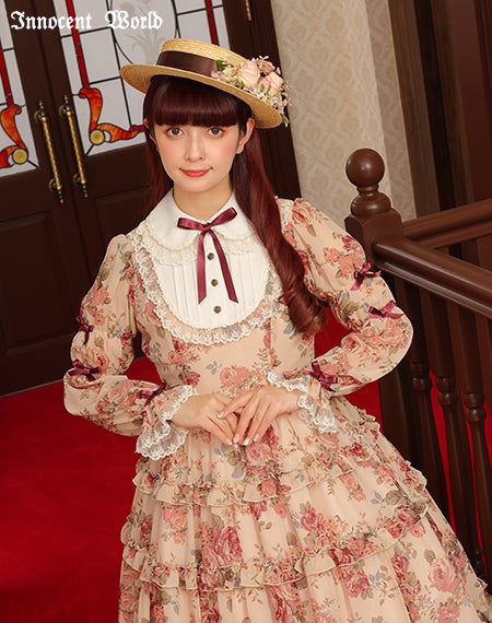 ローズシフォン丸衿ドレス