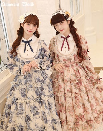 ローズシフォン丸衿ドレス