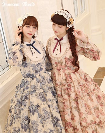 ローズシフォン丸衿ドレス