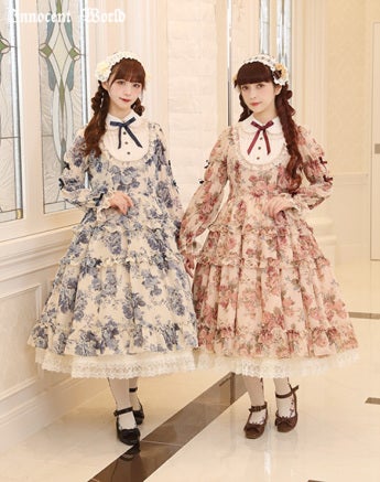 ローズシフォン丸衿ドレス