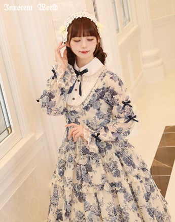 ローズシフォン丸衿ドレス