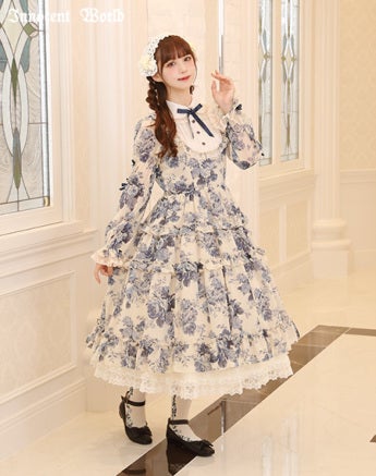 ローズシフォン丸衿ドレス