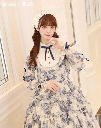 ローズシフォン丸衿ドレス