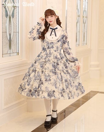 ローズシフォン丸衿ドレス