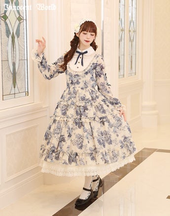 ローズシフォン丸衿ドレス
