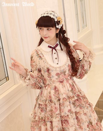 ローズシフォン丸衿ドレス