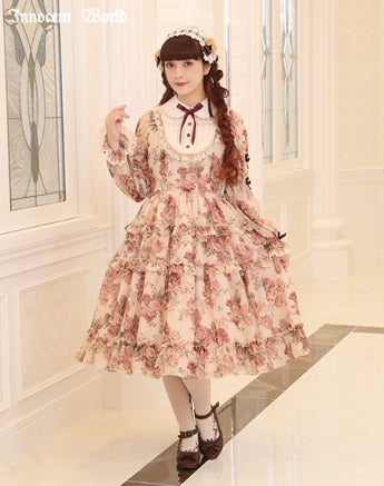 ローズシフォン丸衿ドレス