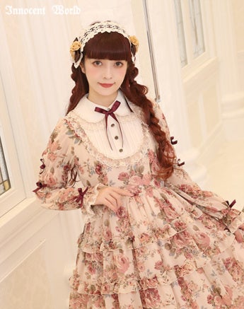 ローズシフォン丸衿ドレス