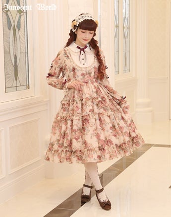 ローズシフォン丸衿ドレス