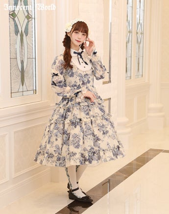 ローズシフォン丸衿ドレス