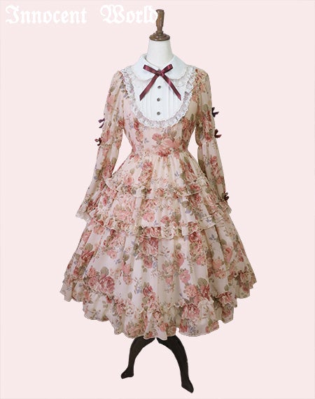 ローズシフォン丸衿ドレス