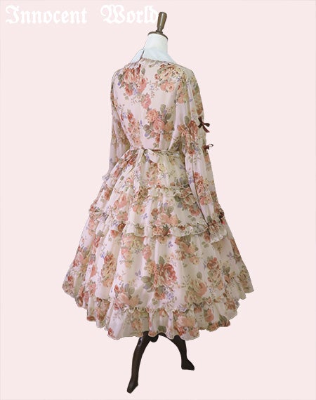 ローズシフォン丸衿ドレス