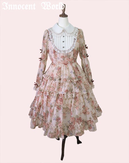 ローズシフォン丸衿ドレス/付属品お取り外し