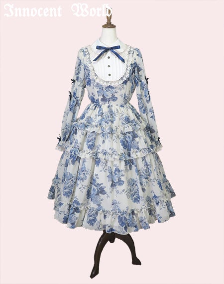 ローズシフォン丸衿ドレス