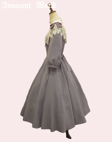 リボンレースワンピース(七分袖)(新色)