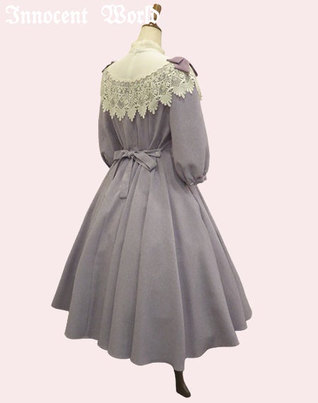 リボンレースワンピース(七分袖)(新色)