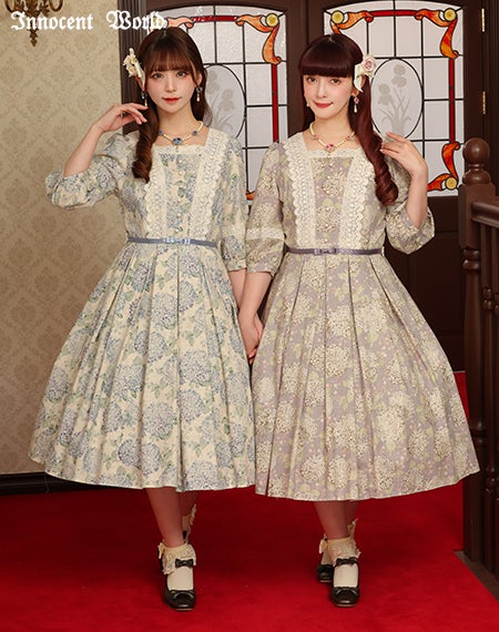 優しいお色のあじさいワンピース