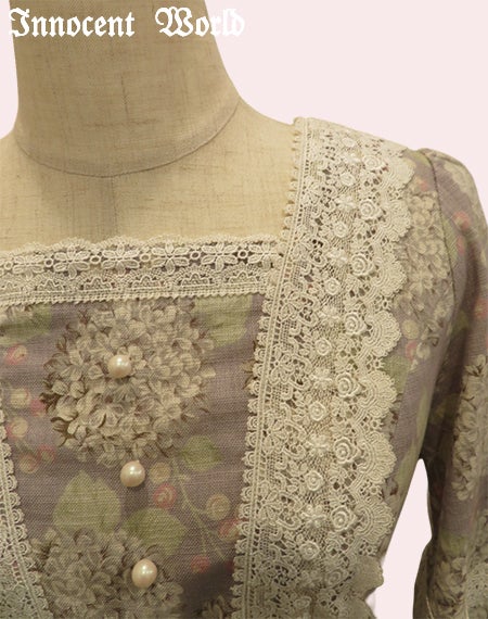 優しいお色のあじさいワンピース