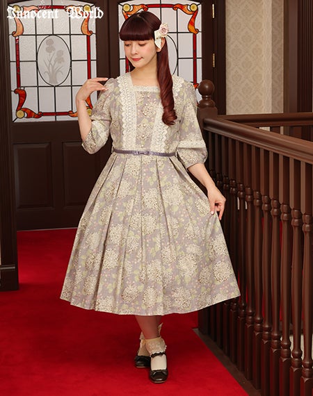 優しいお色のあじさいワンピース