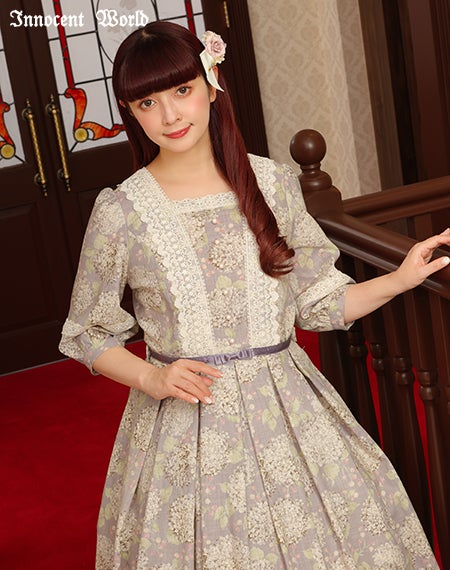 優しいお色のあじさいワンピース