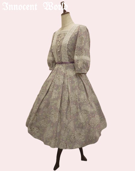 優しいお色のあじさいワンピース