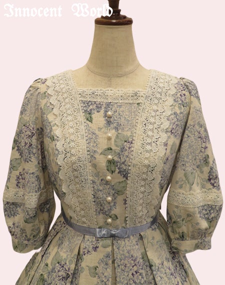 優しいお色のあじさいワンピース