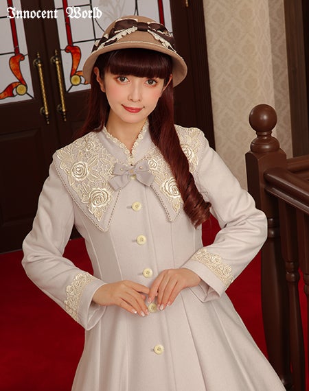 白薔薇コート/グレイッシュピンク×生成Mミモレ丈