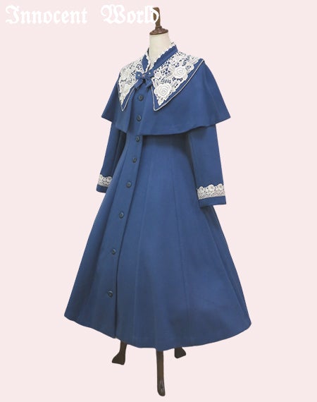 白薔薇コート/アリスブルー×生成Mマキシ丈