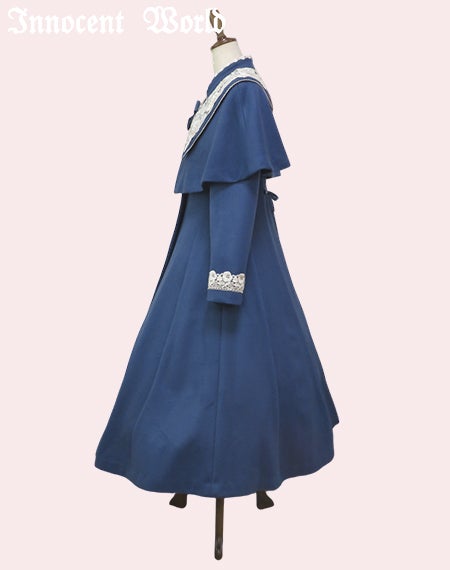 白薔薇コート/アリスブルー×生成Mマキシ丈