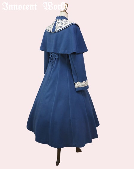 白薔薇コート/アリスブルー×生成Mマキシ丈