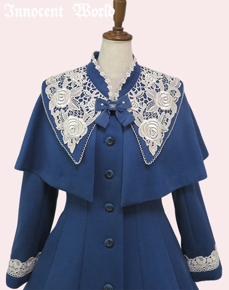 白薔薇コート/アリスブルー×生成