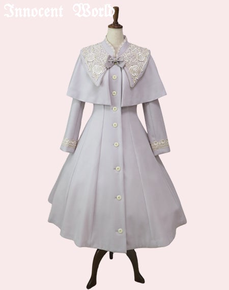 白薔薇コート/グレイッシュピンク×生成